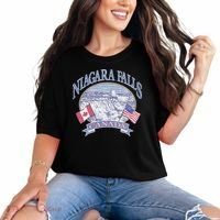 Americana Niagara Falls Scene Canada America Flags Comfort Colors T-Shirt thumb 0