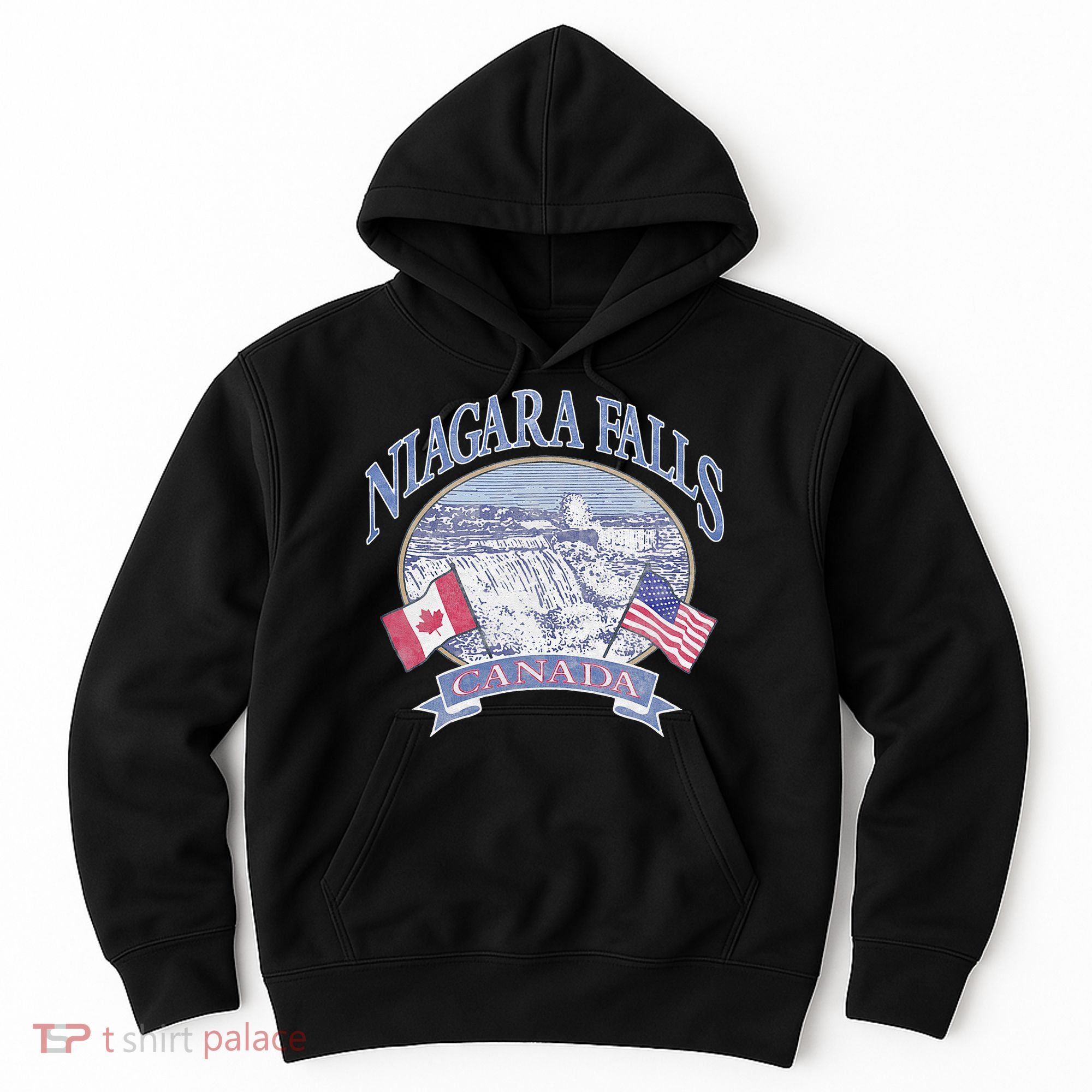 Americana Niagara Falls Scene Canada America Flags Hoodie
