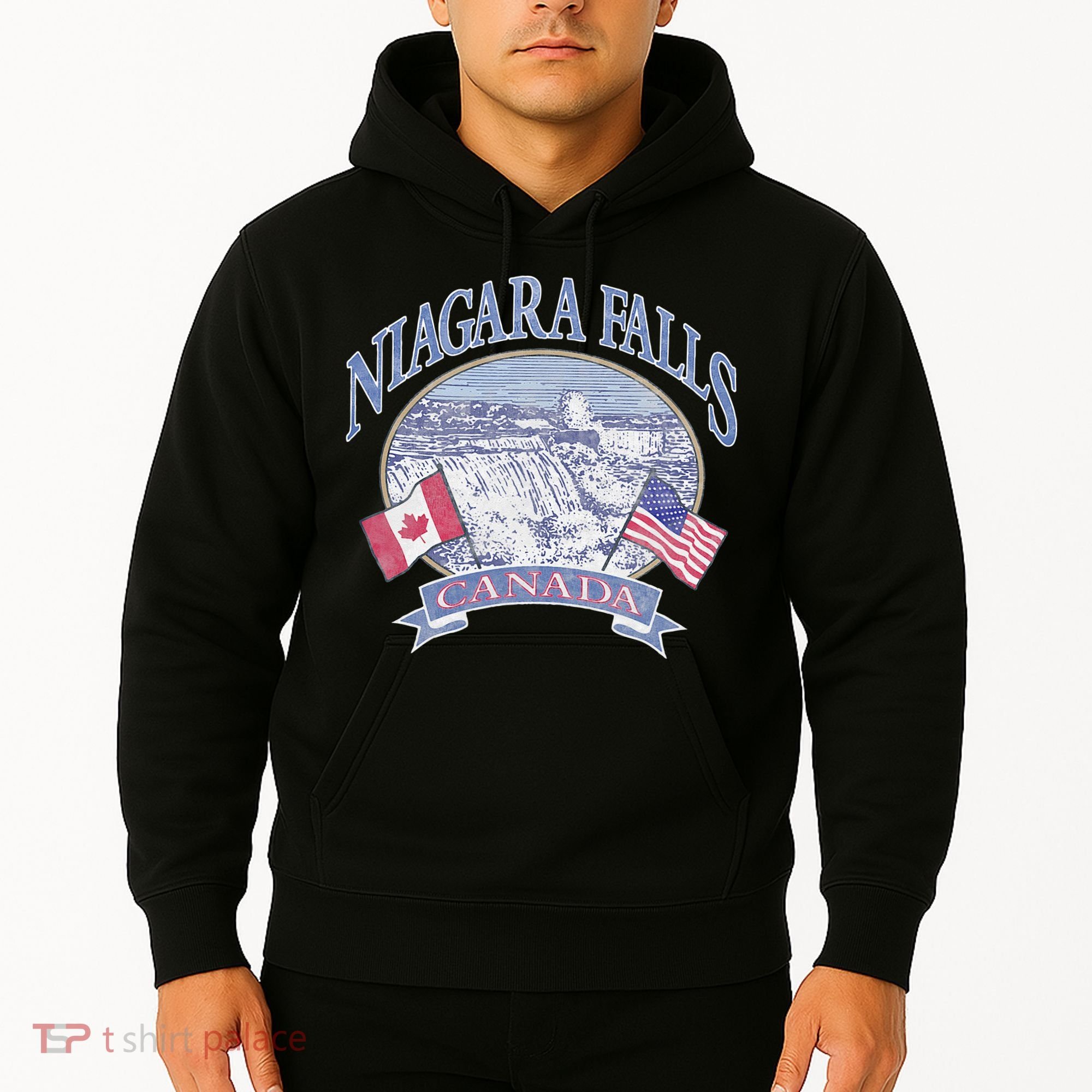 Americana Niagara Falls Scene Canada America Flags Hoodie