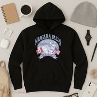 Americana Niagara Falls Scene Canada America Flags Hoodie thumb 3
