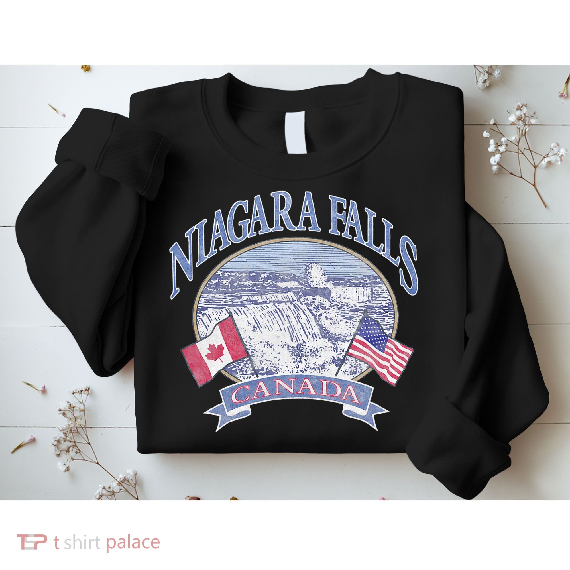 Americana Niagara Falls Scene Canada America Flags Sweatshirt
