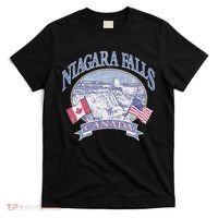 Americana Niagara Falls Scene Canada America Flags T-Shirt thumb 0
