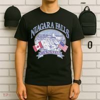 Americana Niagara Falls Scene Canada America Flags T-Shirt thumb 6