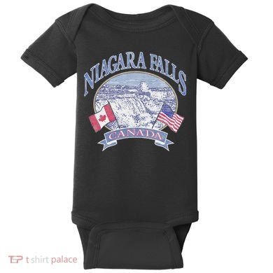 Americana Niagara Falls Scene Canada America Flags Baby Bodysuit