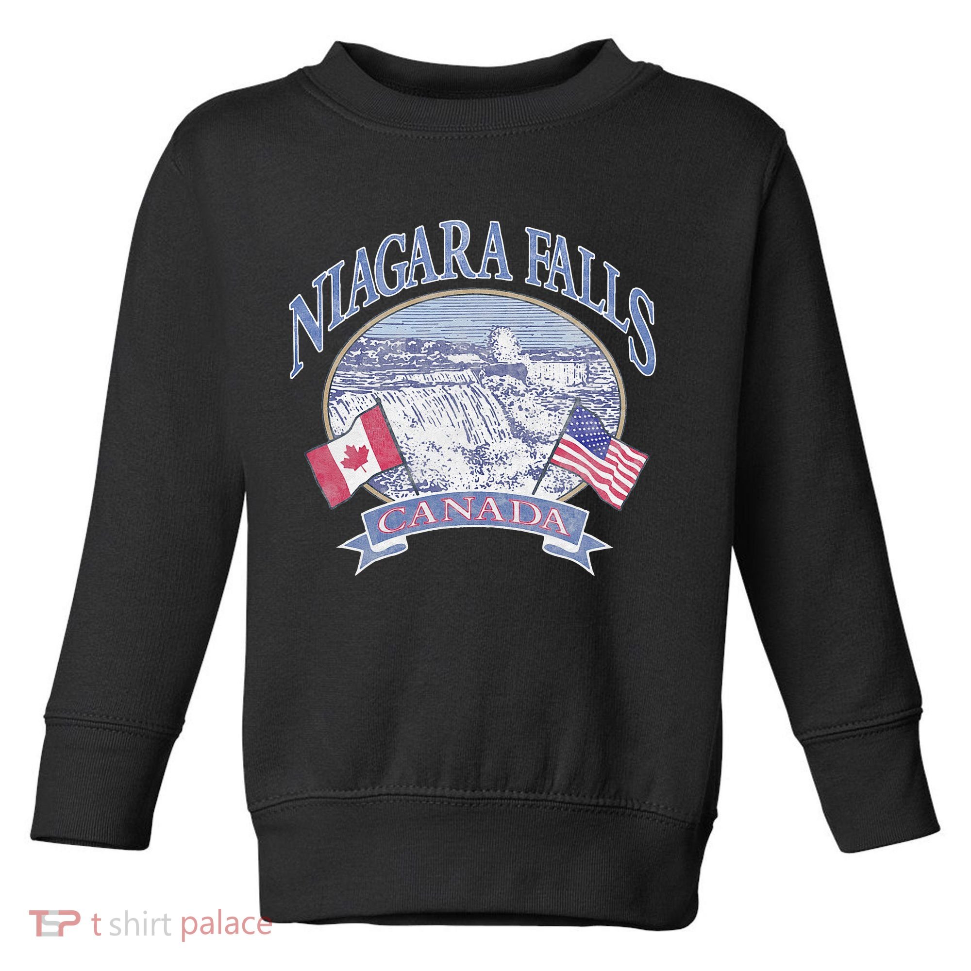 Americana Niagara Falls Scene Canada America Flags Toddler Sweatshirt