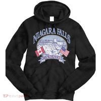 Americana Niagara Falls Scene Canada America Flags Tie Dye Hoodie thumb 0
