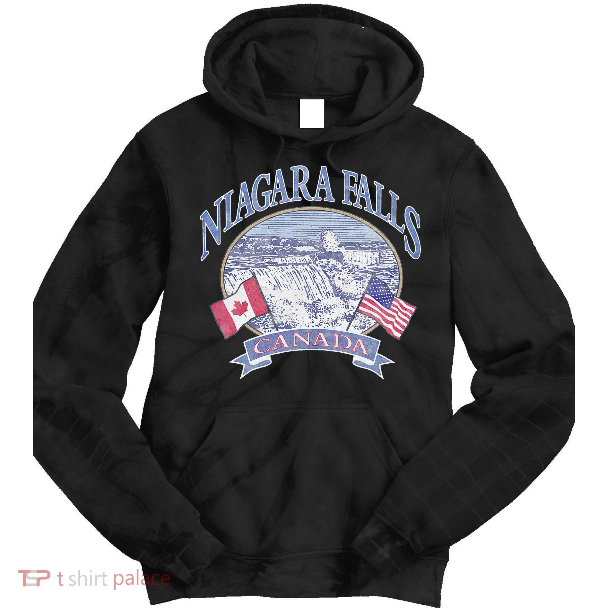 Americana Niagara Falls Scene Canada America Flags Tie Dye Hoodie