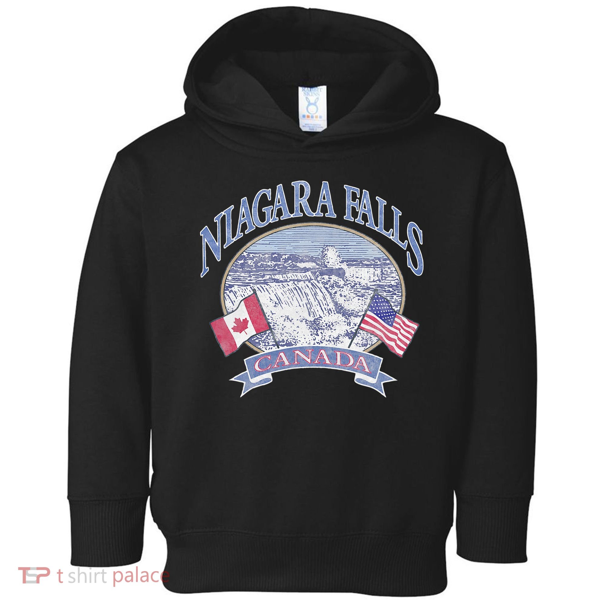 Americana Niagara Falls Scene Canada America Flags Toddler Hoodie