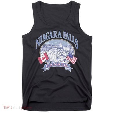 Americana Niagara Falls Scene Canada America Flags Tank Top