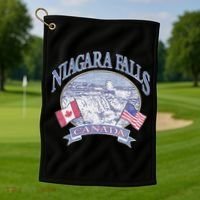 Americana Niagara Falls Scene Canada America Flags Golf Towel thumb 1