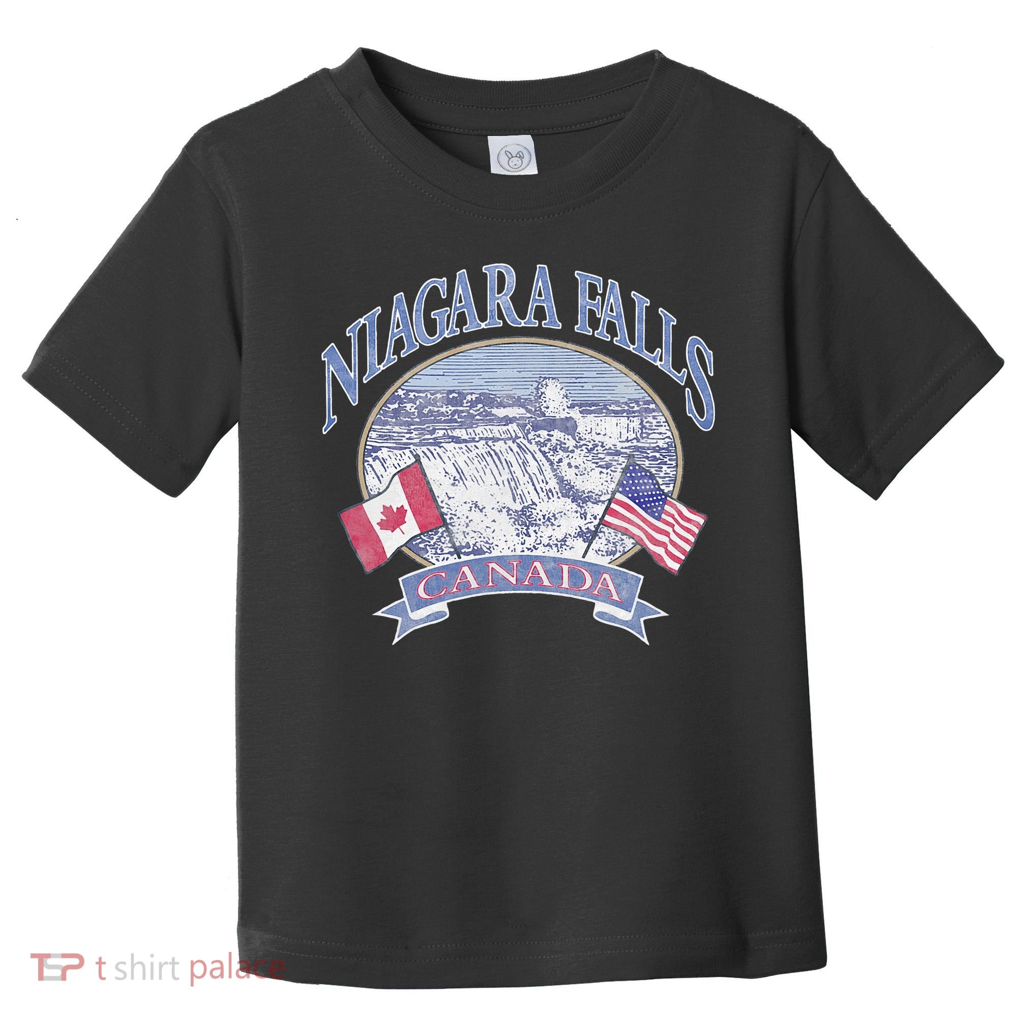 Americana Niagara Falls Scene Canada America Flags Toddler T-Shirt
