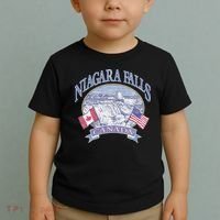 Americana Niagara Falls Scene Canada America Flags Toddler T-Shirt thumb 2