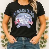 Americana Niagara Falls Scene Canada America Flags Women's T-Shirt thumb 2
