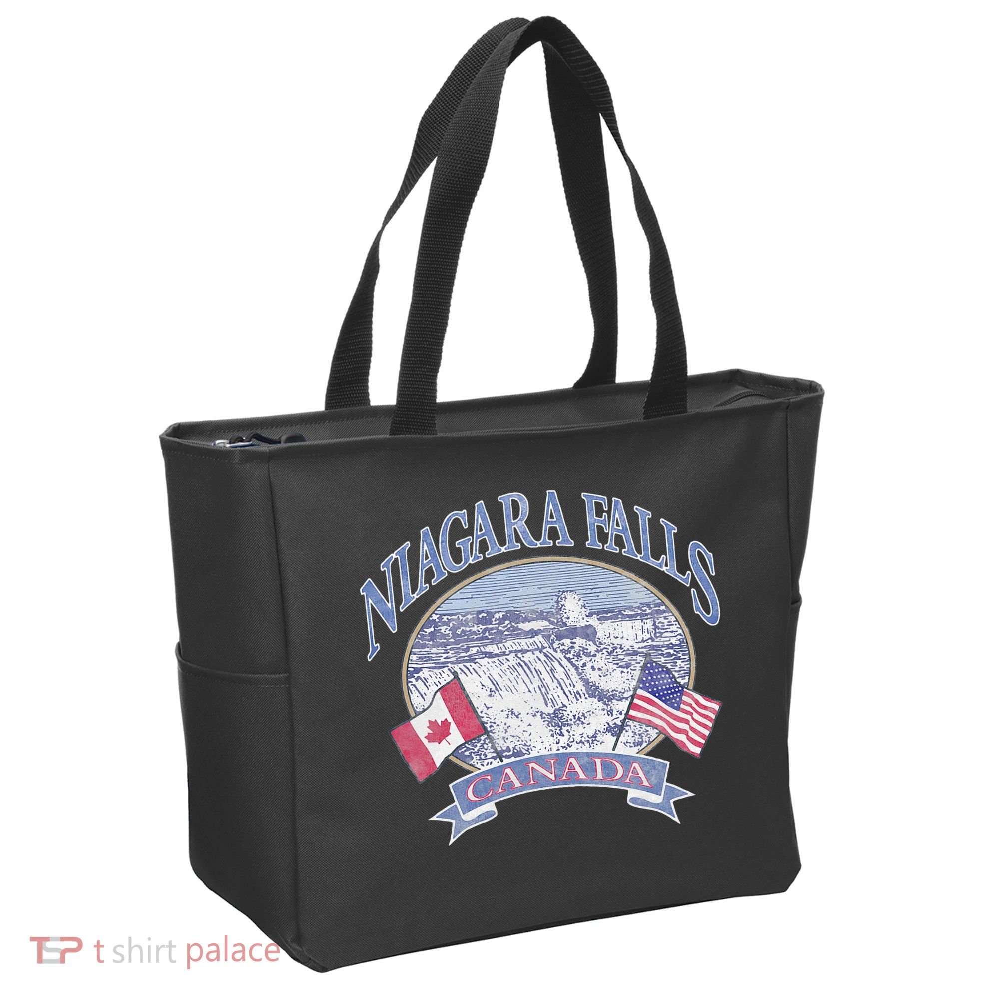 Americana Niagara Falls Scene Canada America Flags Tote Bag