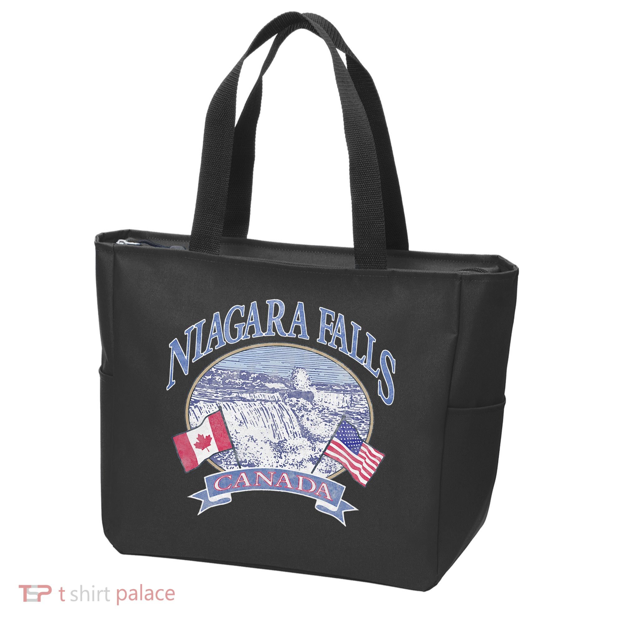 Americana Niagara Falls Scene Canada America Flags Tote Bag