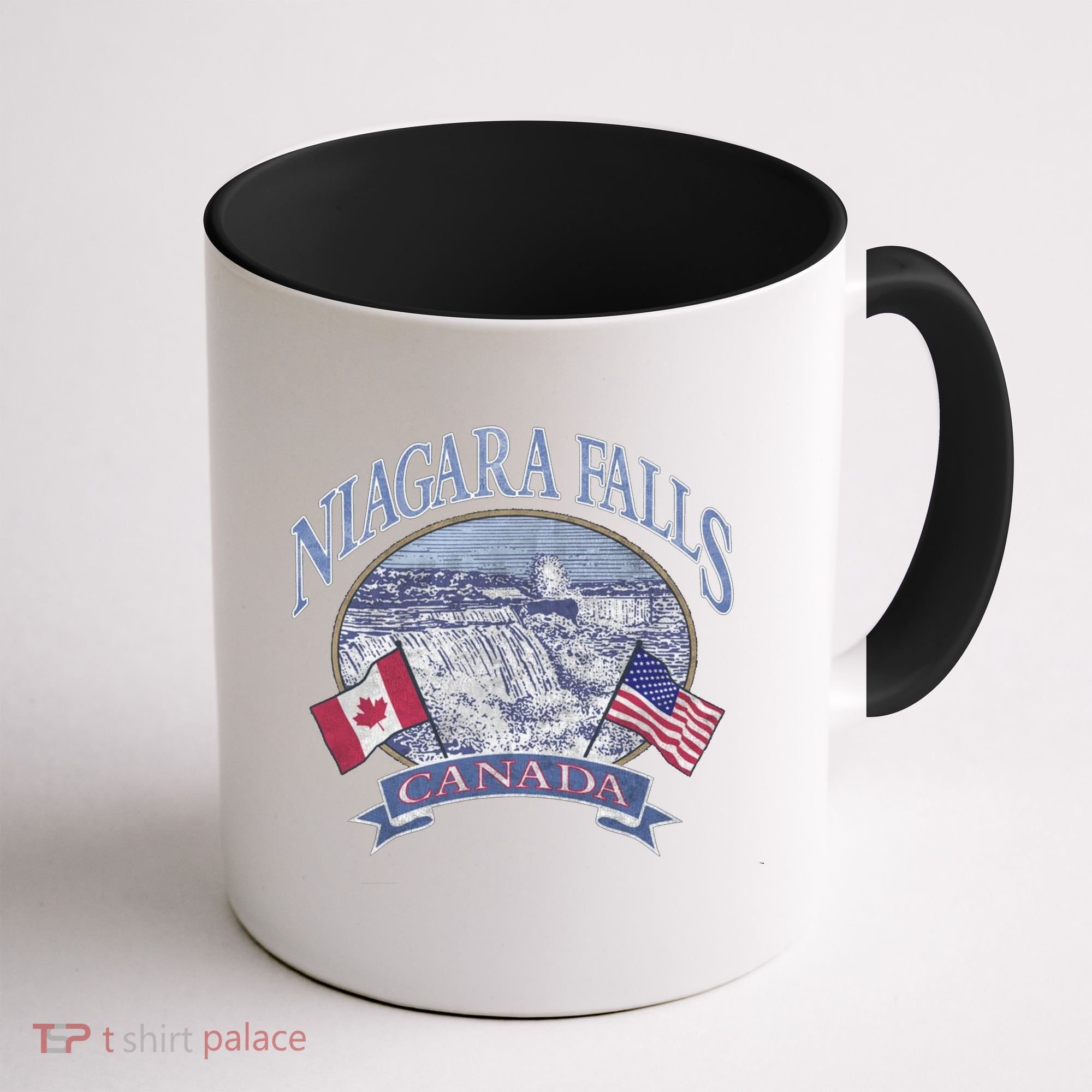Americana Niagara Falls Scene Canada America Flags Gift Coffee Mug