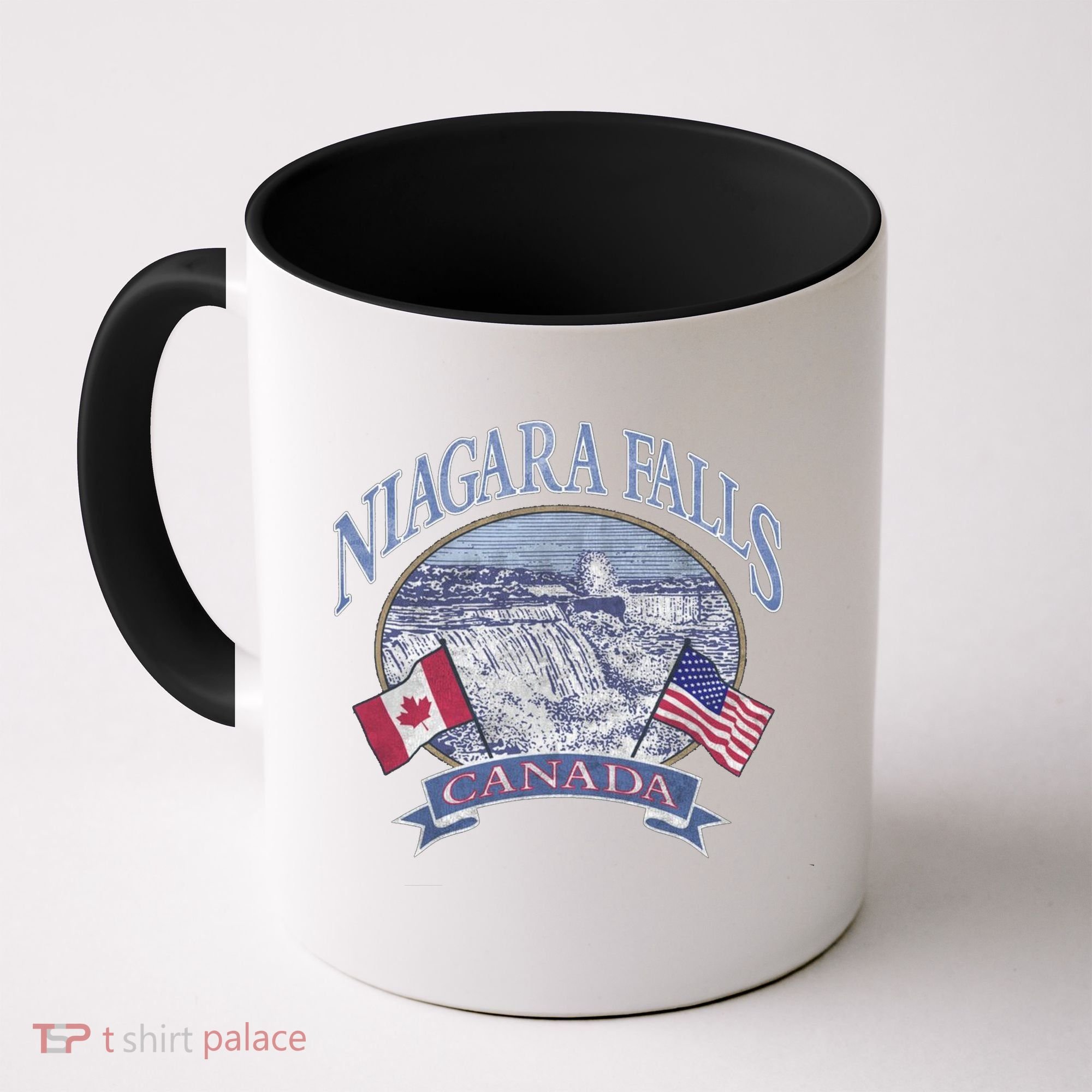 Americana Niagara Falls Scene Canada America Flags Gift Coffee Mug