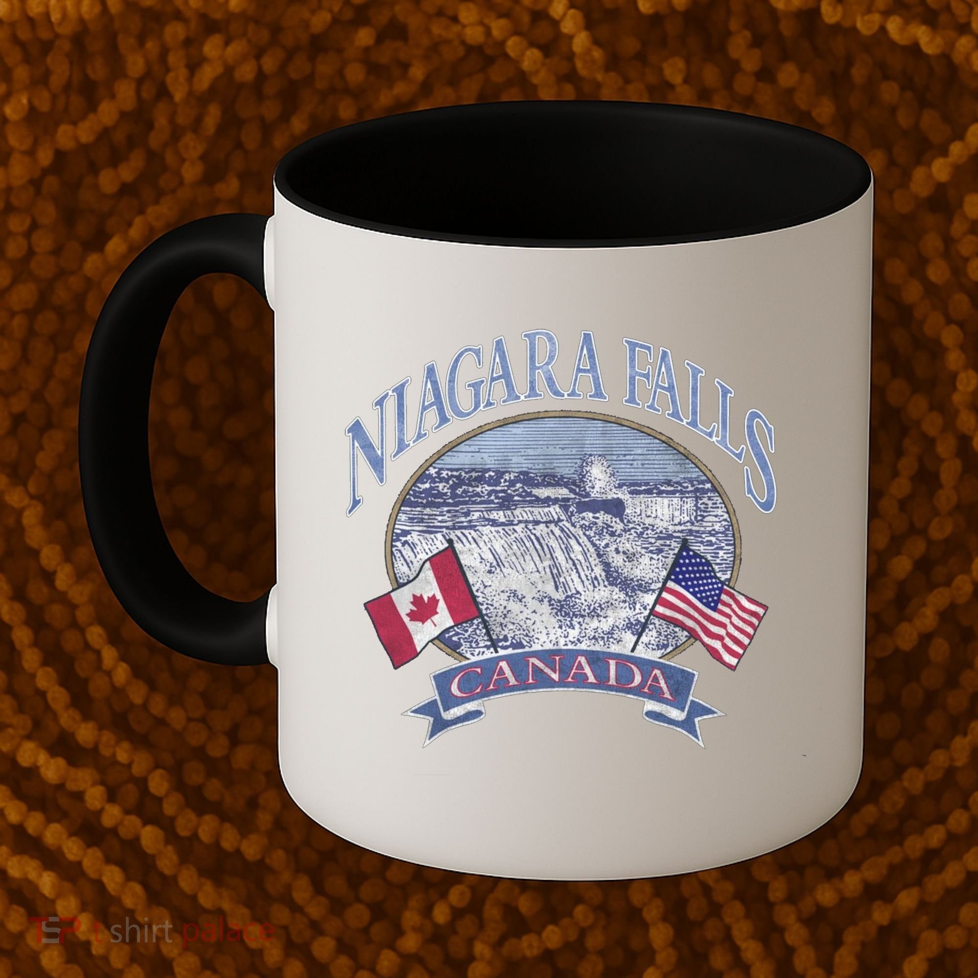 Americana Niagara Falls Scene Canada America Flags Gift Coffee Mug