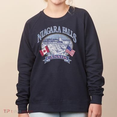 Americana Niagara Falls Scene Canada America Flags Gift Women's Sweatshirt