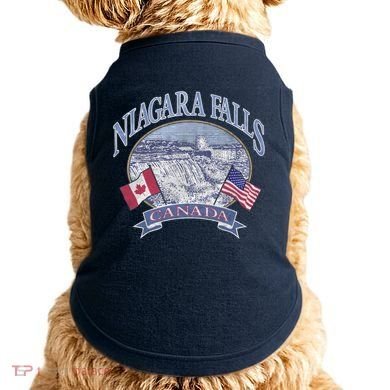 Americana Niagara Falls Scene Canada America Flags Gift Doggie Tank