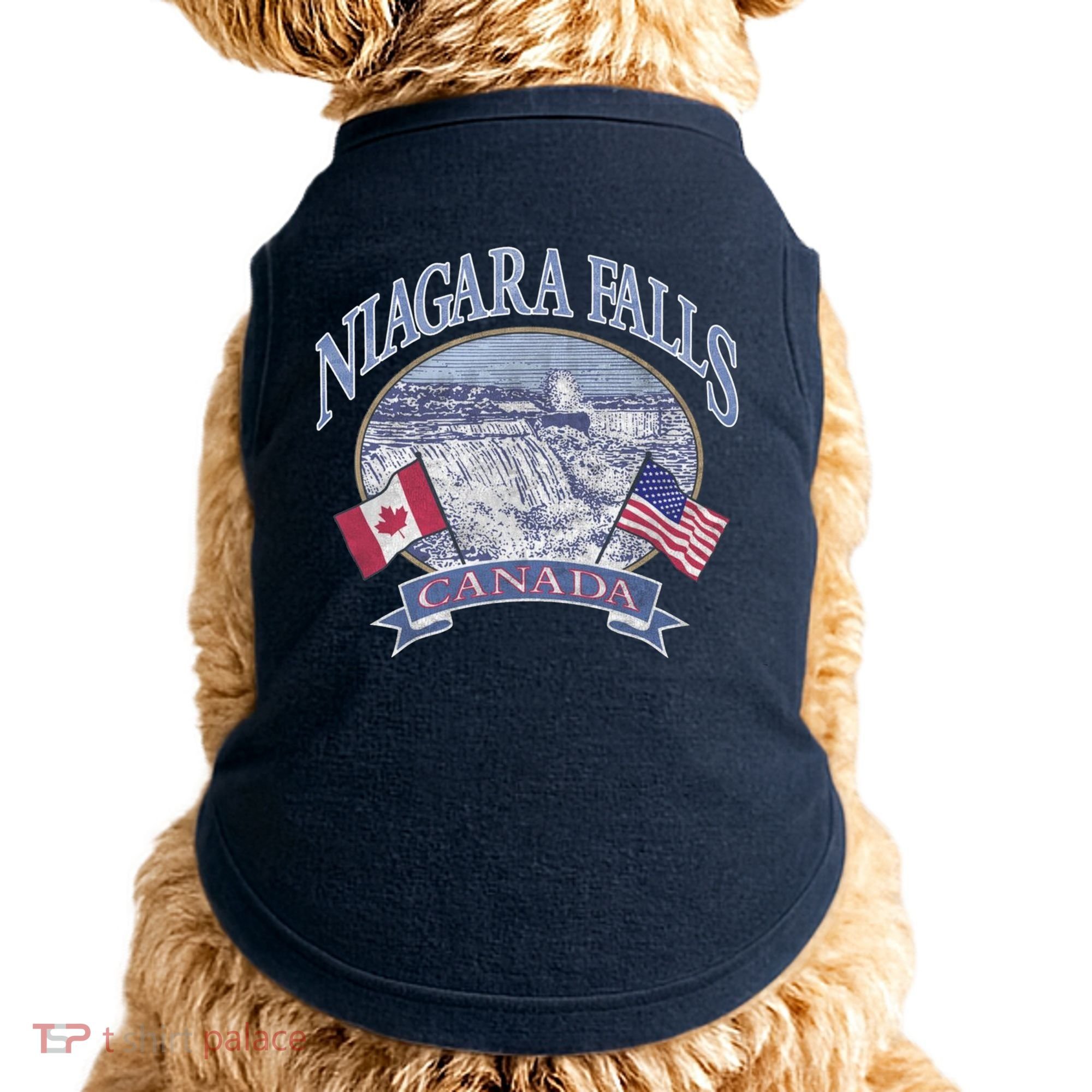 Americana Niagara Falls Scene Canada America Flags Gift Doggie Tank