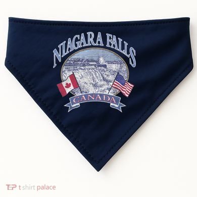 Americana Niagara Falls Scene Canada America Flags Gift USA-Made Doggie Bandana