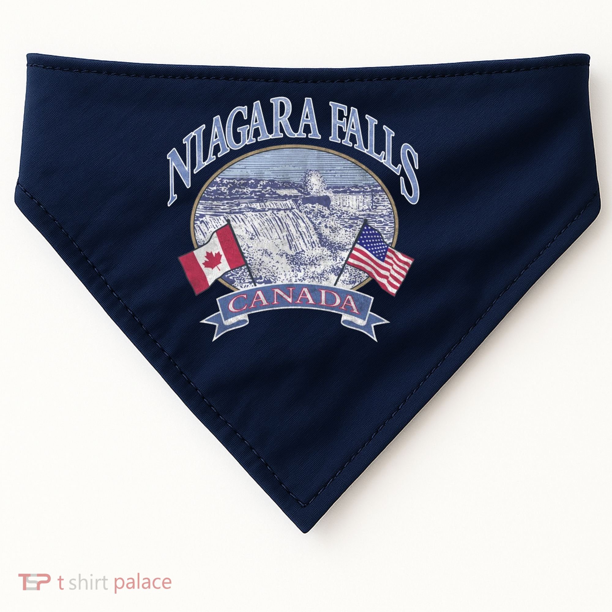 Americana Niagara Falls Scene Canada America Flags Gift USA-Made Doggie Bandana