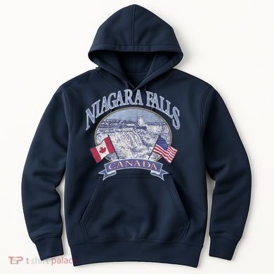 Americana Niagara Falls Scene Canada America Flags Gift Hoodie