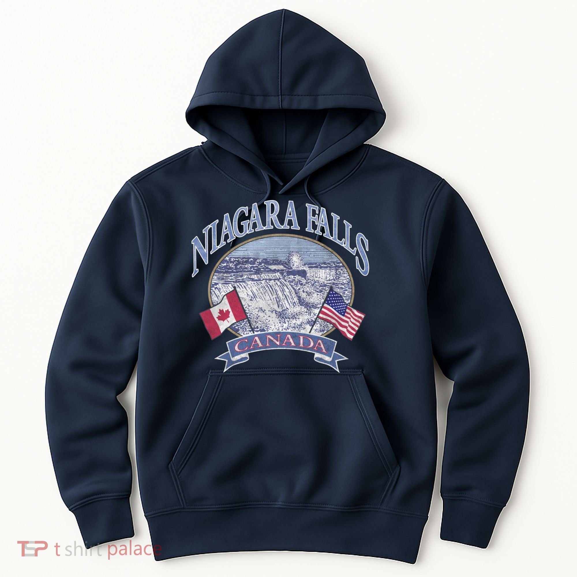 Americana Niagara Falls Scene Canada America Flags Gift Hoodie