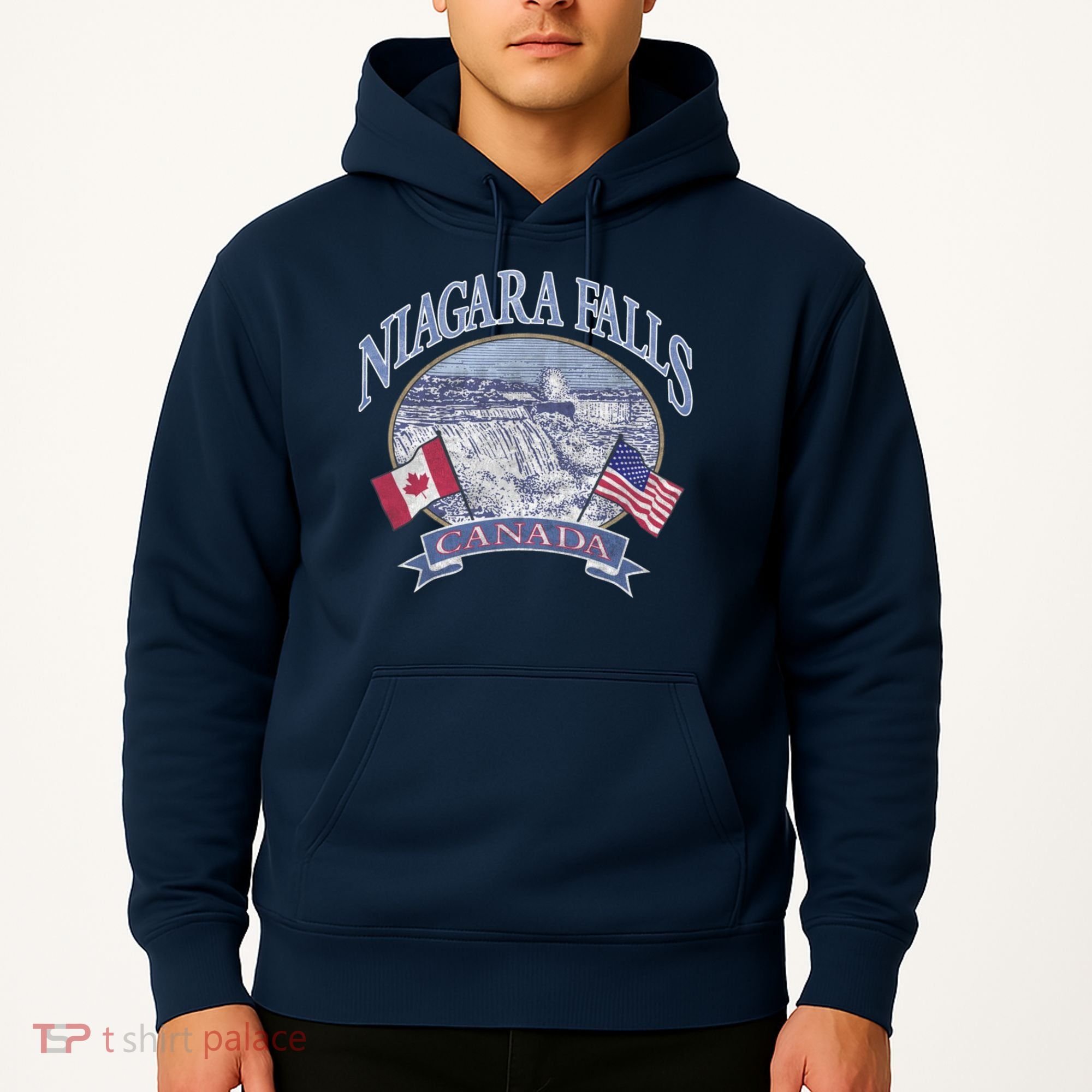 Americana Niagara Falls Scene Canada America Flags Gift Hoodie