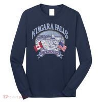 Americana Niagara Falls Scene Canada America Flags Gift Long Sleeve Shirt thumb 0