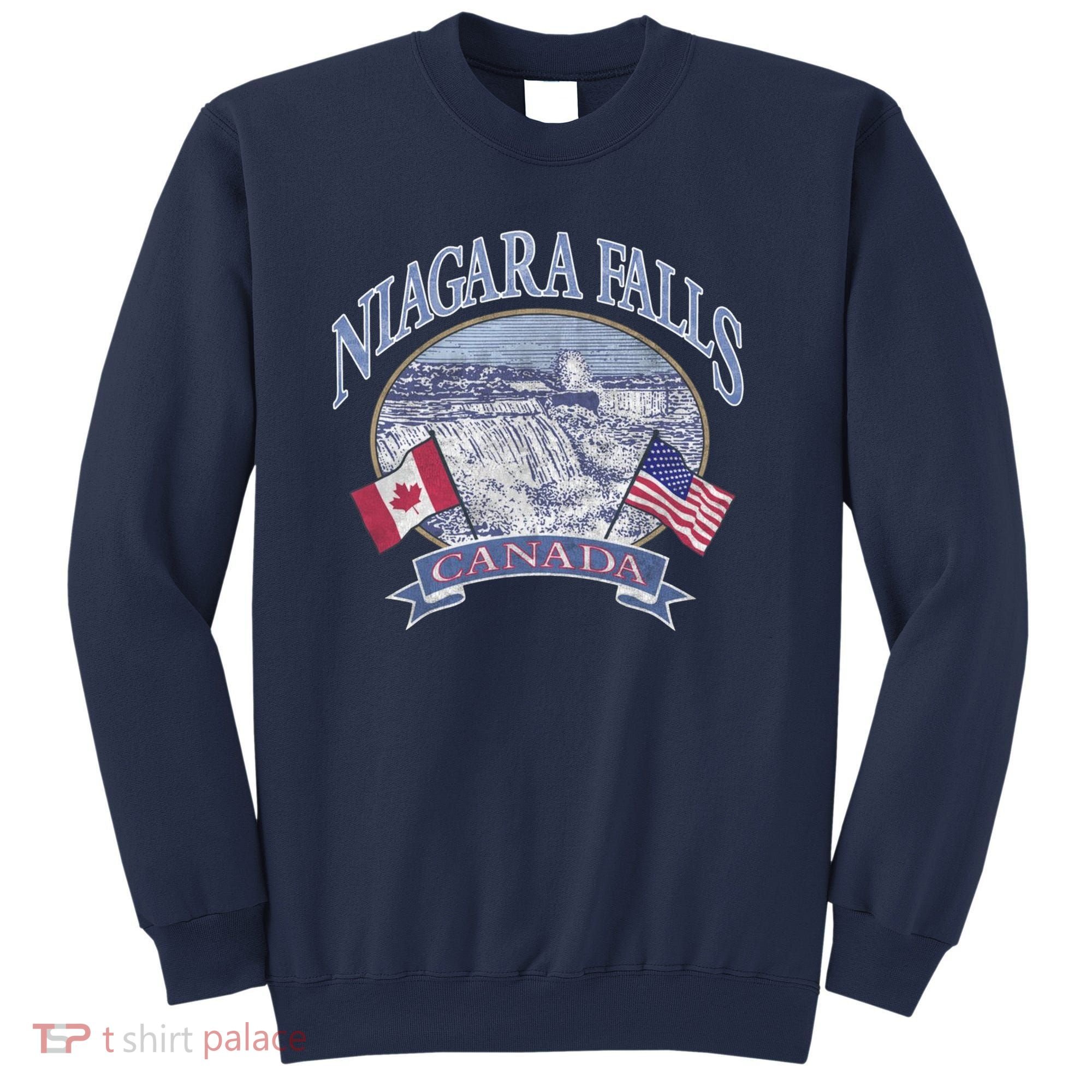 Americana Niagara Falls Scene Canada America Flags Gift Sweatshirt