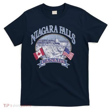 Americana Niagara Falls Scene Canada America Flags Gift T-Shirt