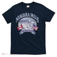 Americana Niagara Falls Scene Canada America Flags Gift T-Shirt thumb 0
