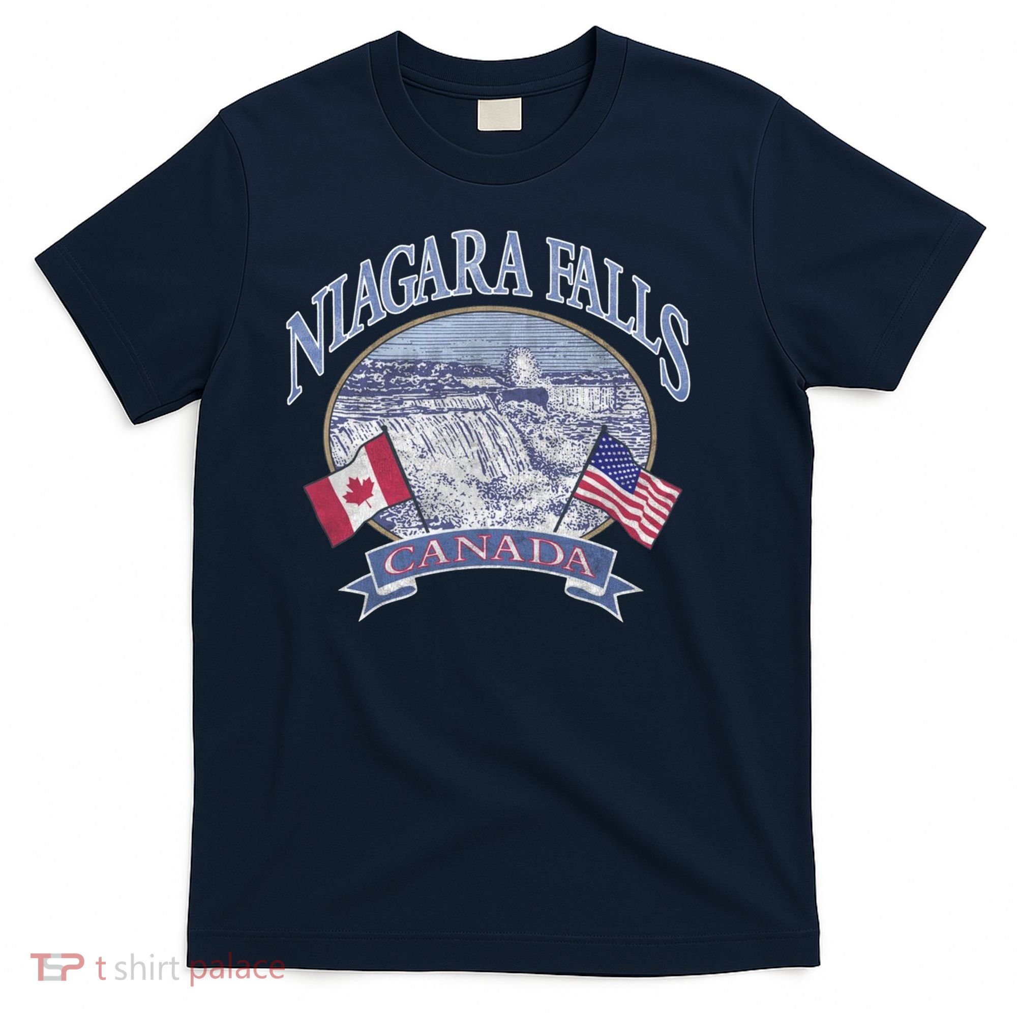 Americana Niagara Falls Scene Canada America Flags Gift T-Shirt