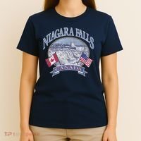 Americana Niagara Falls Scene Canada America Flags Gift T-Shirt thumb 4