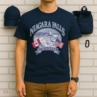 Americana Niagara Falls Scene Canada America Flags Gift T-Shirt thumb 6