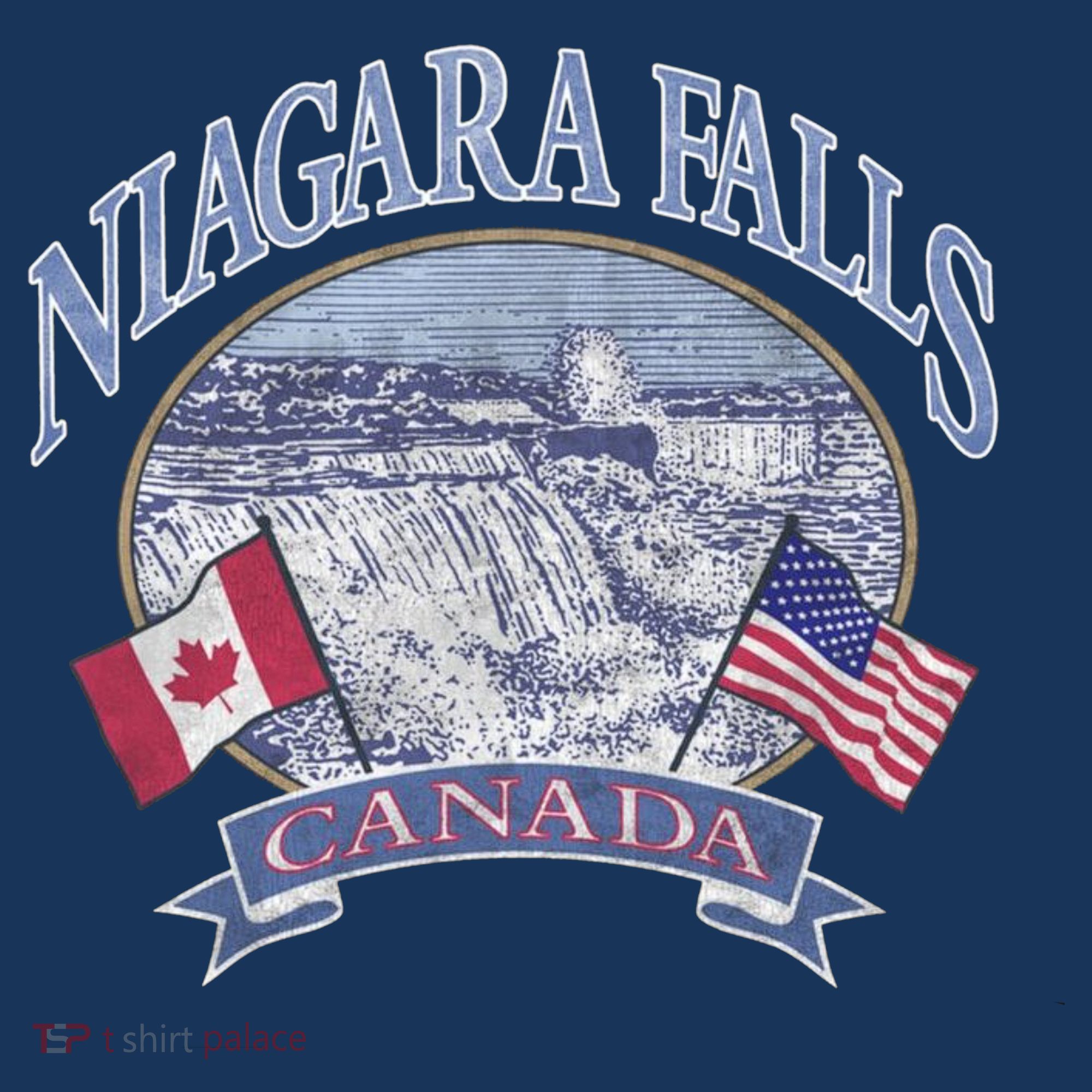 Americana Niagara Falls Scene Canada America Flags Gift T-Shirt