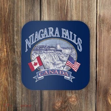Americana Niagara Falls Scene Canada America Flags Gift Coaster
