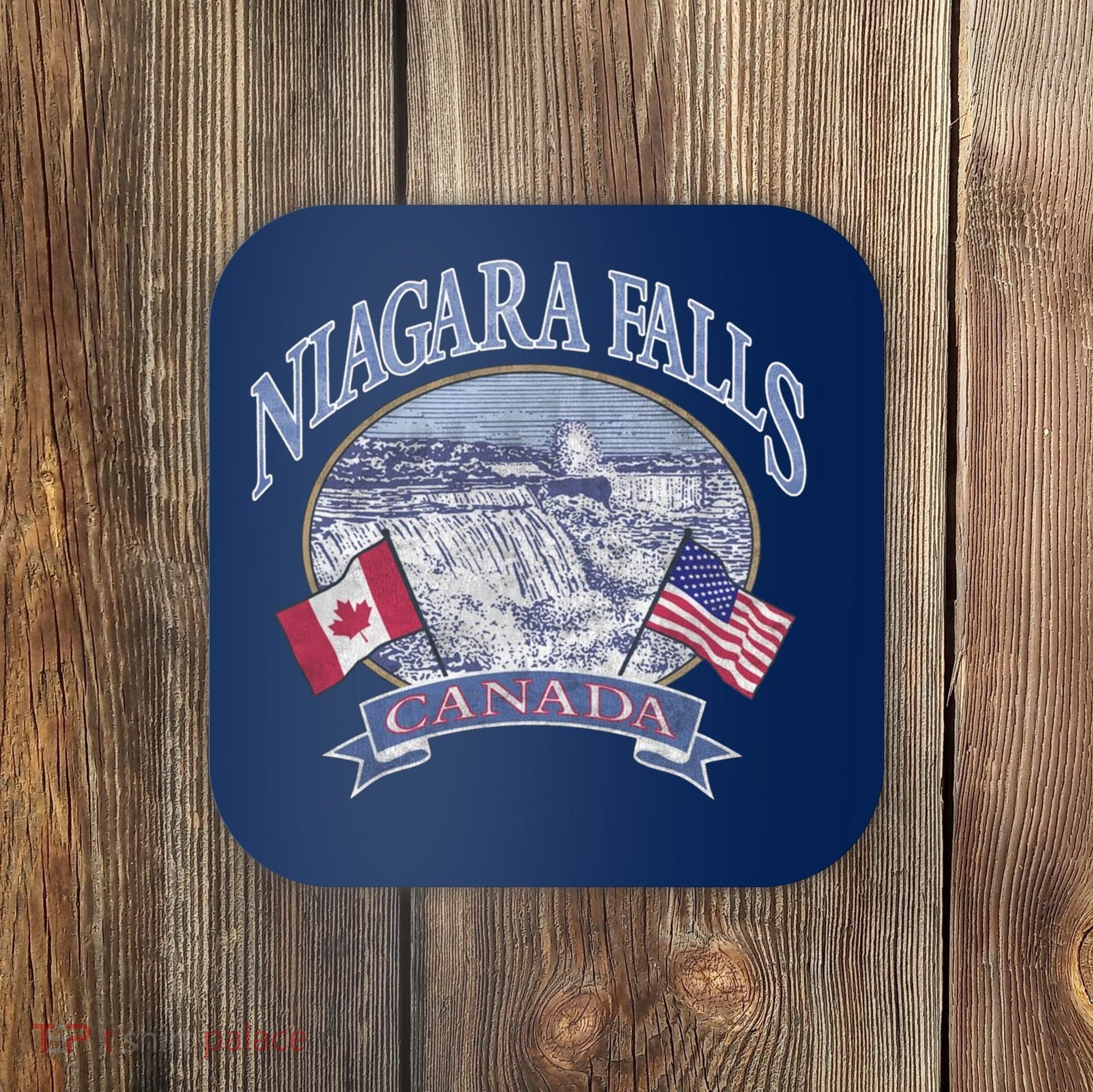 Americana Niagara Falls Scene Canada America Flags Gift Coaster
