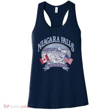 Americana Niagara Falls Scene Canada America Flags Gift Women's Tank Top