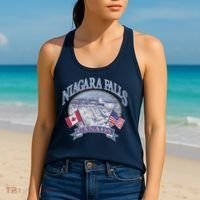 Americana Niagara Falls Scene Canada America Flags Gift Women's Tank Top thumb 2