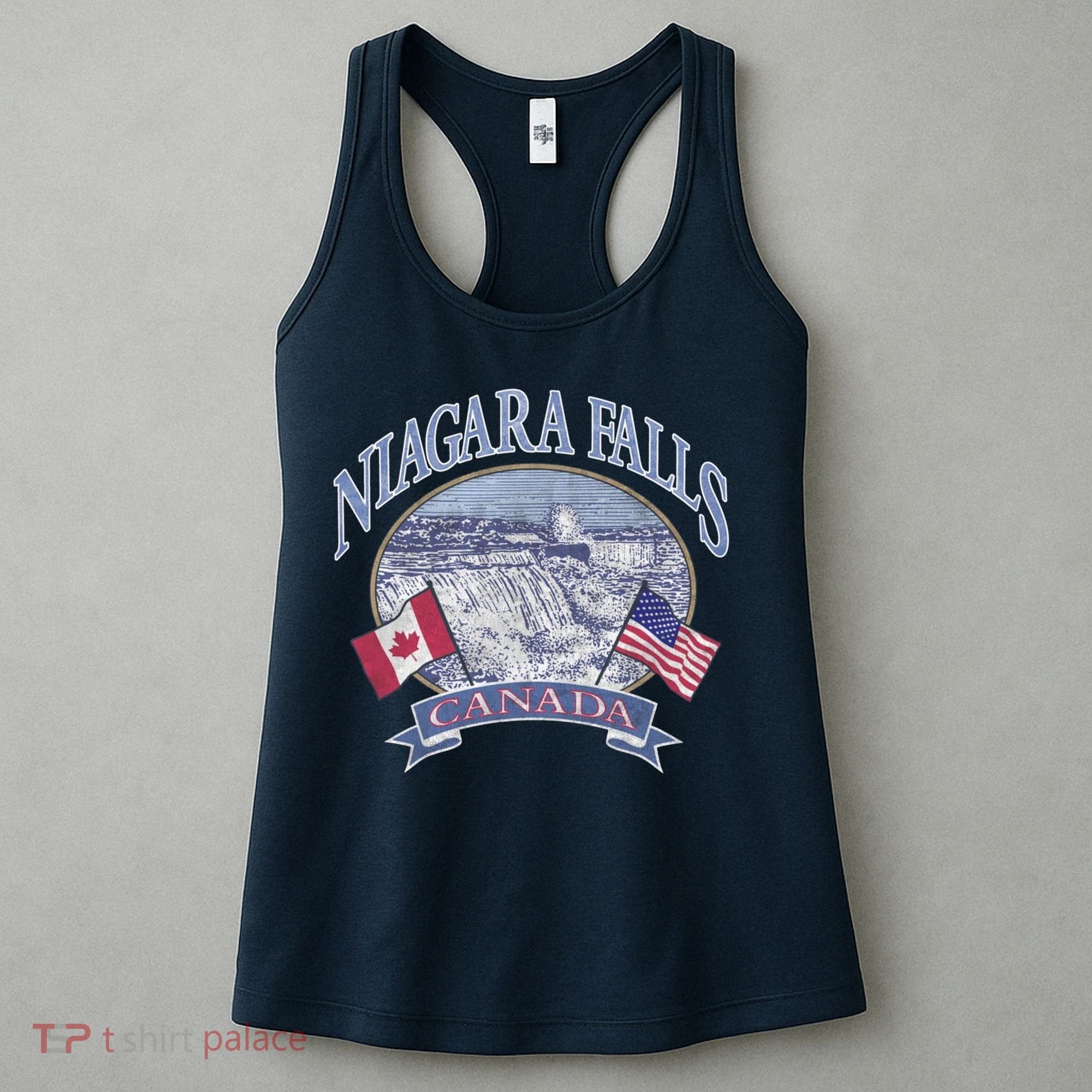 Americana Niagara Falls Scene Canada America Flags Gift Women's Tank Top