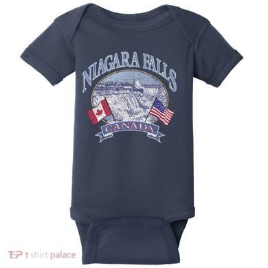 Americana Niagara Falls Scene Canada America Flags Gift Baby Bodysuit