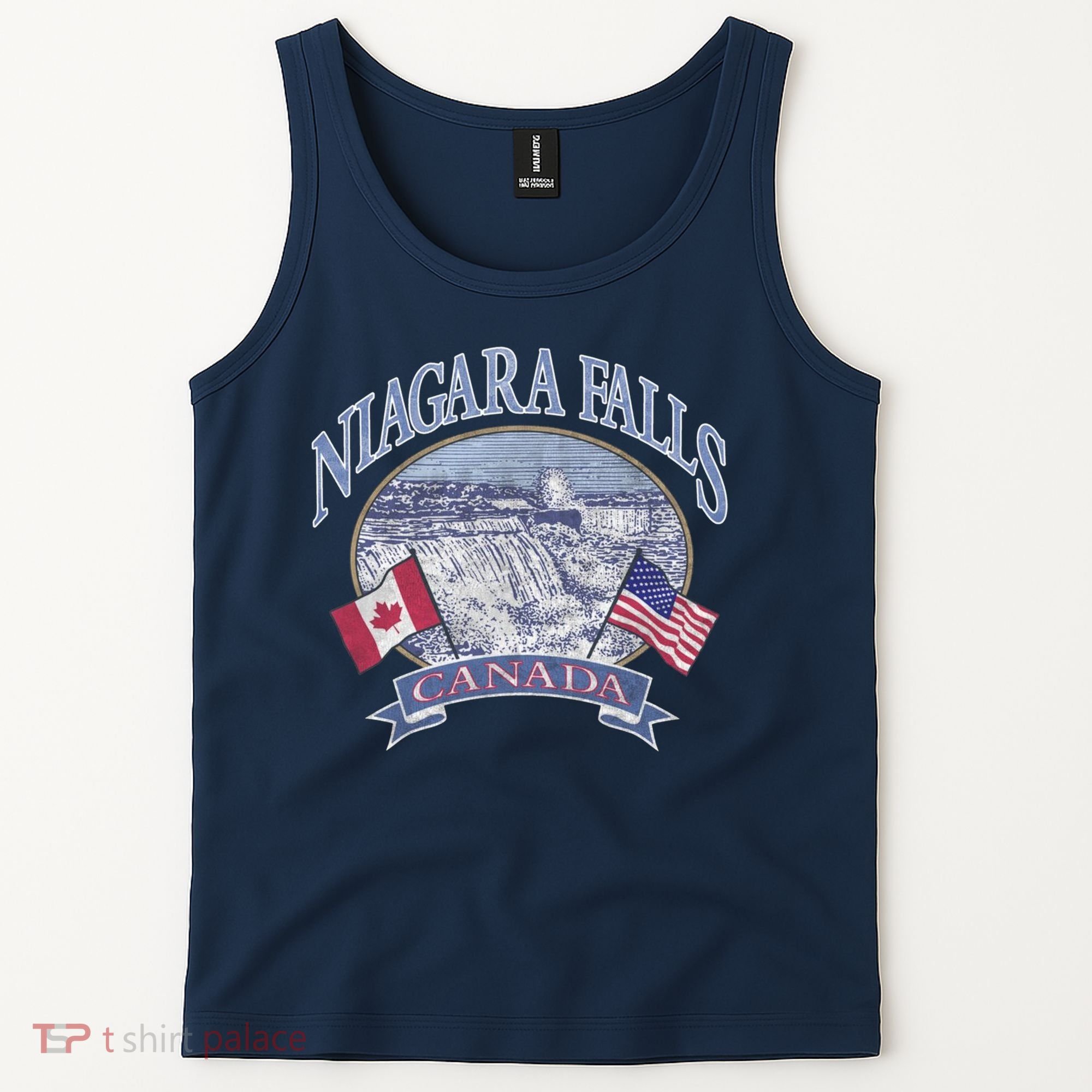 Americana Niagara Falls Scene Canada America Flags Gift Tank Top
