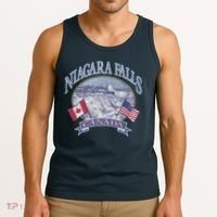 Americana Niagara Falls Scene Canada America Flags Gift Tank Top thumb 3