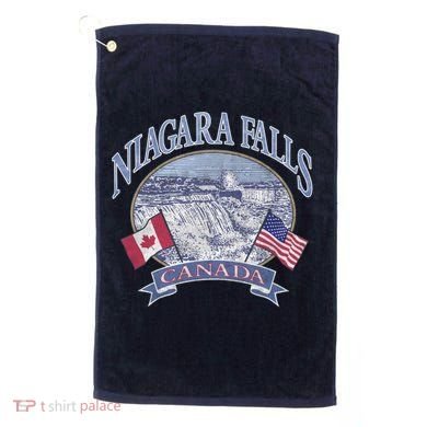 Americana Niagara Falls Scene Canada America Flags Gift Golf Towel
