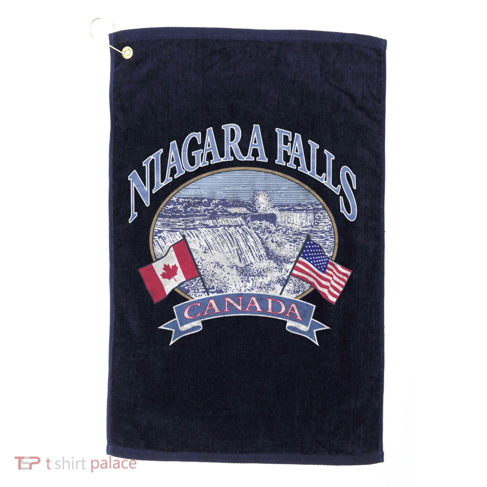 Americana Niagara Falls Scene Canada America Flags Gift Golf Towel