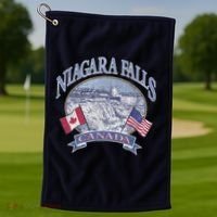 Americana Niagara Falls Scene Canada America Flags Gift Golf Towel thumb 1