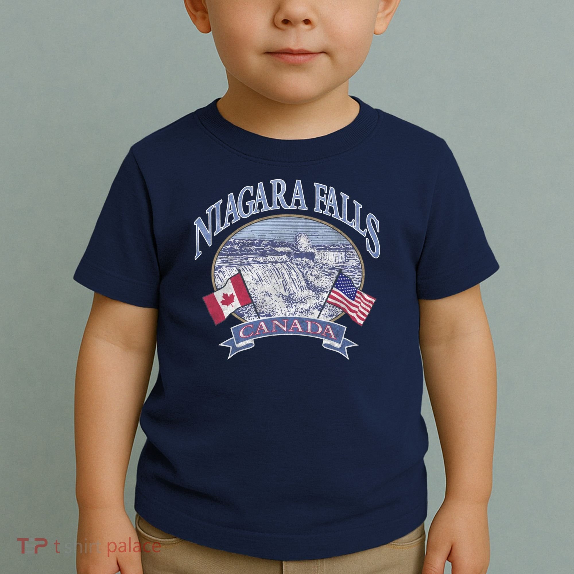 Americana Niagara Falls Scene Canada America Flags Gift Toddler T-Shirt